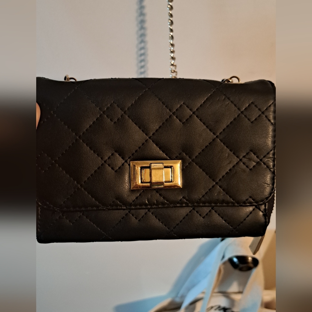Black Quilted Chained Wallet